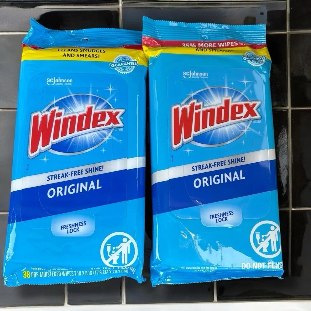 Windex Original Glass Surface Wipes 38 Count Pack of 2 Streak-Free‎ Shine